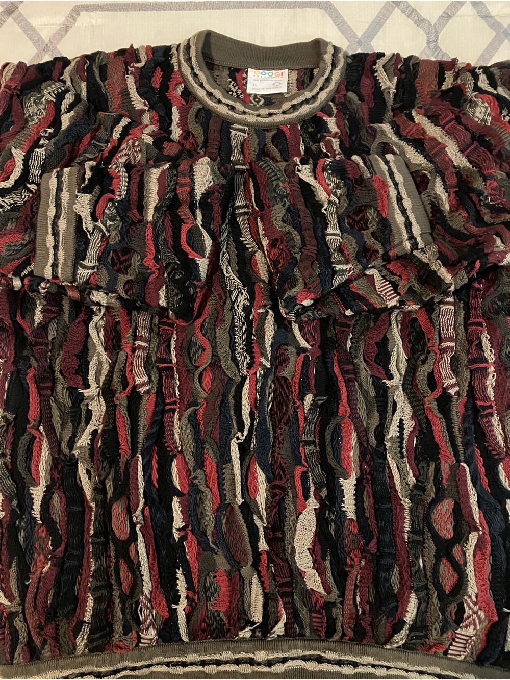 90’s XL COOGI Multicolor Textured Stripe Sweater Rare